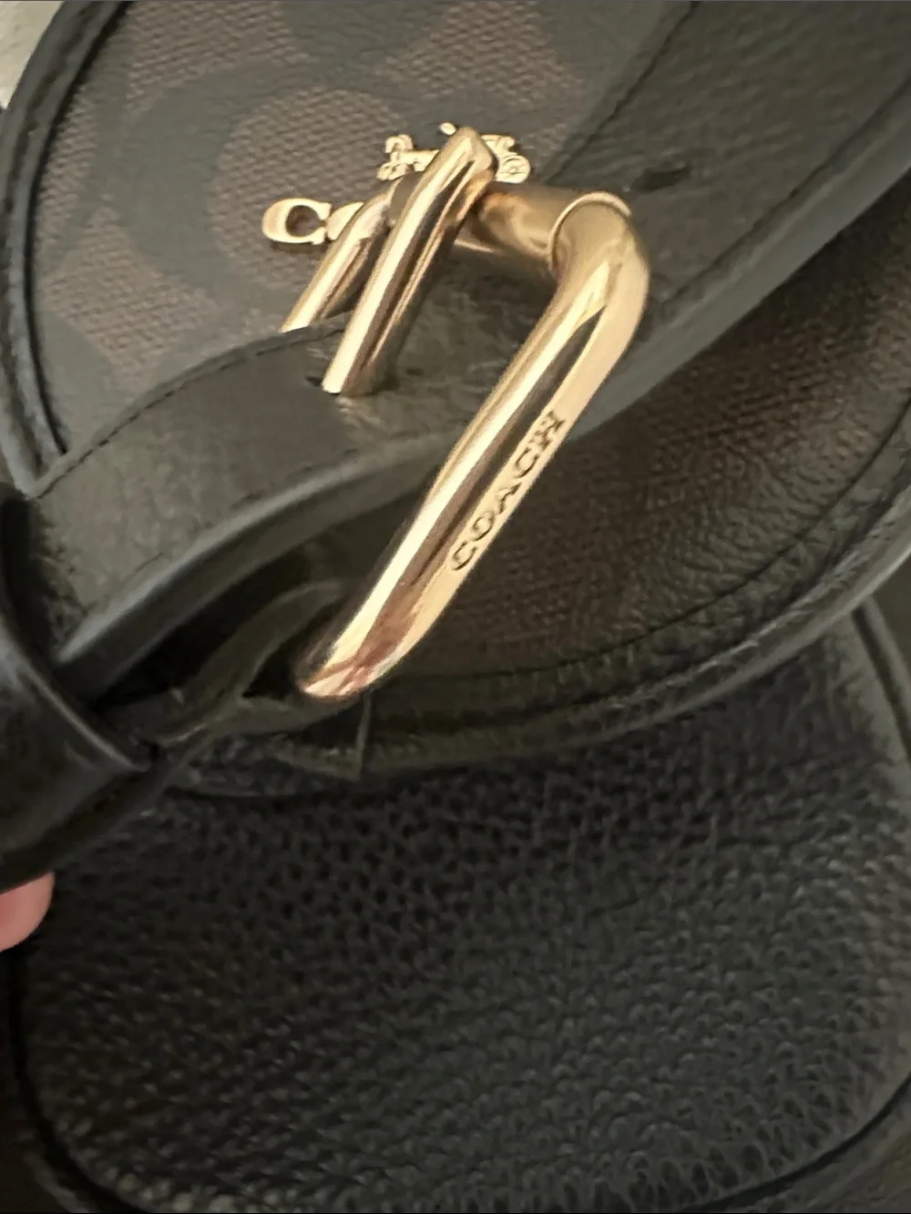 Coach Brown Signature Canvas Crossbody with Black Leather Pockets and Coin Pouch